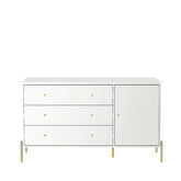 Cômoda c/ 3 Gavetas Jasper 138 cm - Branco Gloss c/ Dourado