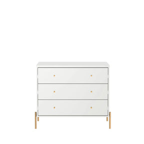 Cômoda c/ 3 Gavetas Jasper 94 cm - Branco Gloss c/ Dourado