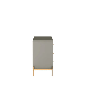 Cômoda c/ 3 Gavetas Jasper 94 cm - Grigio Gloss c/ Dourado