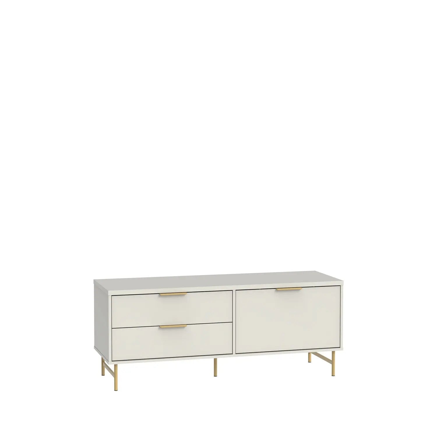 Rack Yves 135 cm - Off White Fosco c/ Dourado